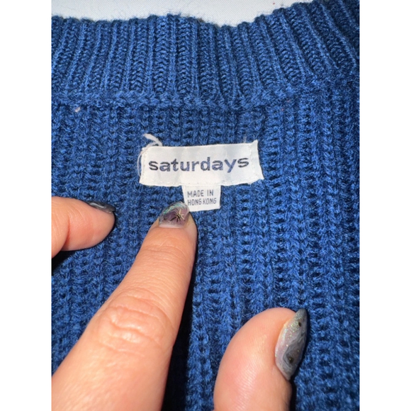 Vintage Saturdays Hong Kong Cardigan Sweater Grandpa Cobalt Blue L - Picture 4 of 7
